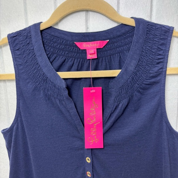 Lilly Pulitzer‎ Navy blue sleeveless Essie Cotton top size XS - Picture 3 of 15